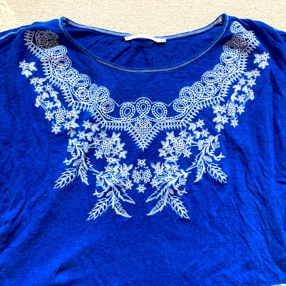 100% linen French blue top